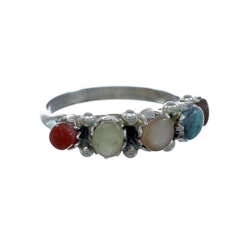 Native American Sterling Silver Zuni Multicolor Ring Size 6-1/4 X10620